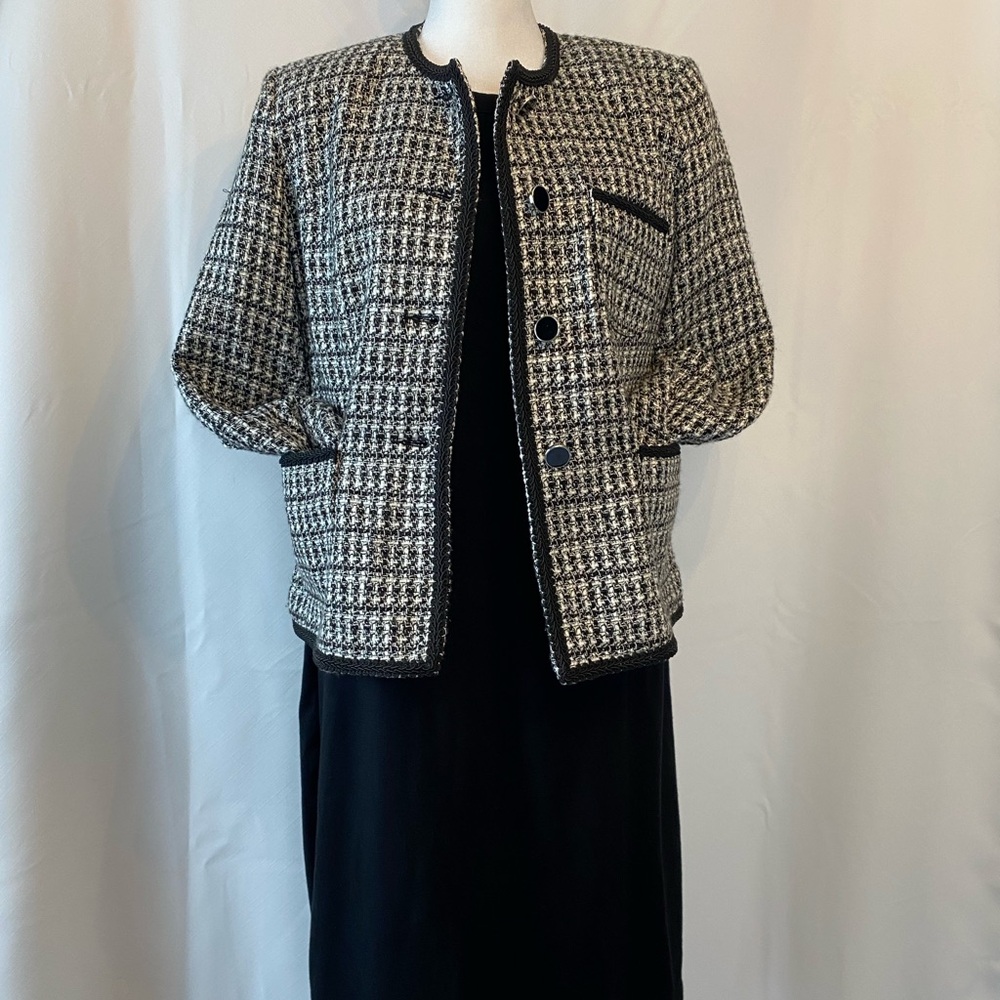 Womens Classic Tweed Single Breasted Blazer SM Dark Academia Preppy Feminine